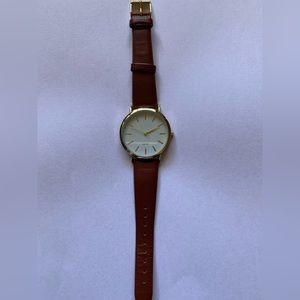 Brown Leather Watch Gold Accents